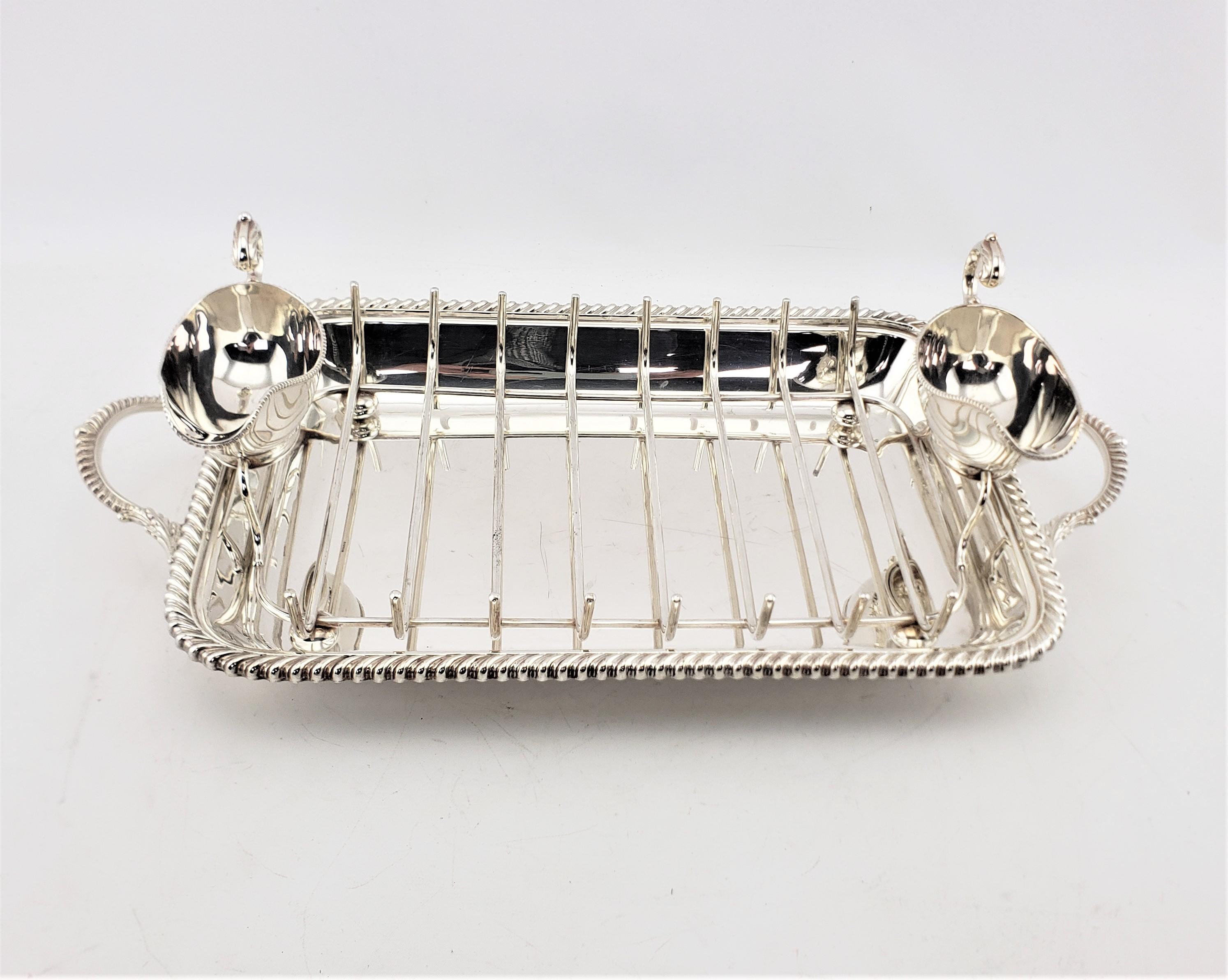 English Antique Birks Silver Plated Asparagus Server Set with Rope Accent Decoration For Sale