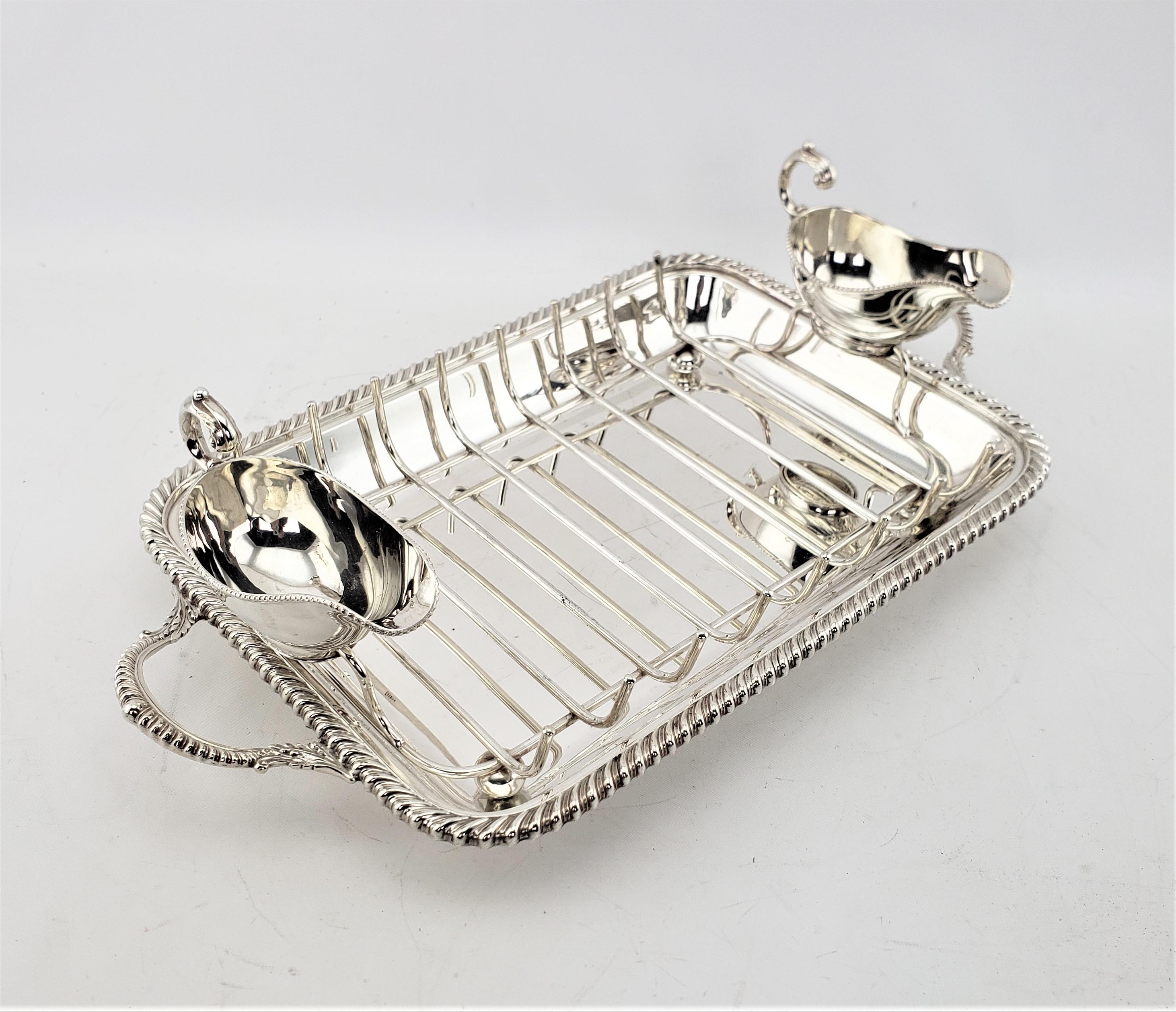 Machine-Made Antique Birks Silver Plated Asparagus Server Set with Rope Accent Decoration For Sale