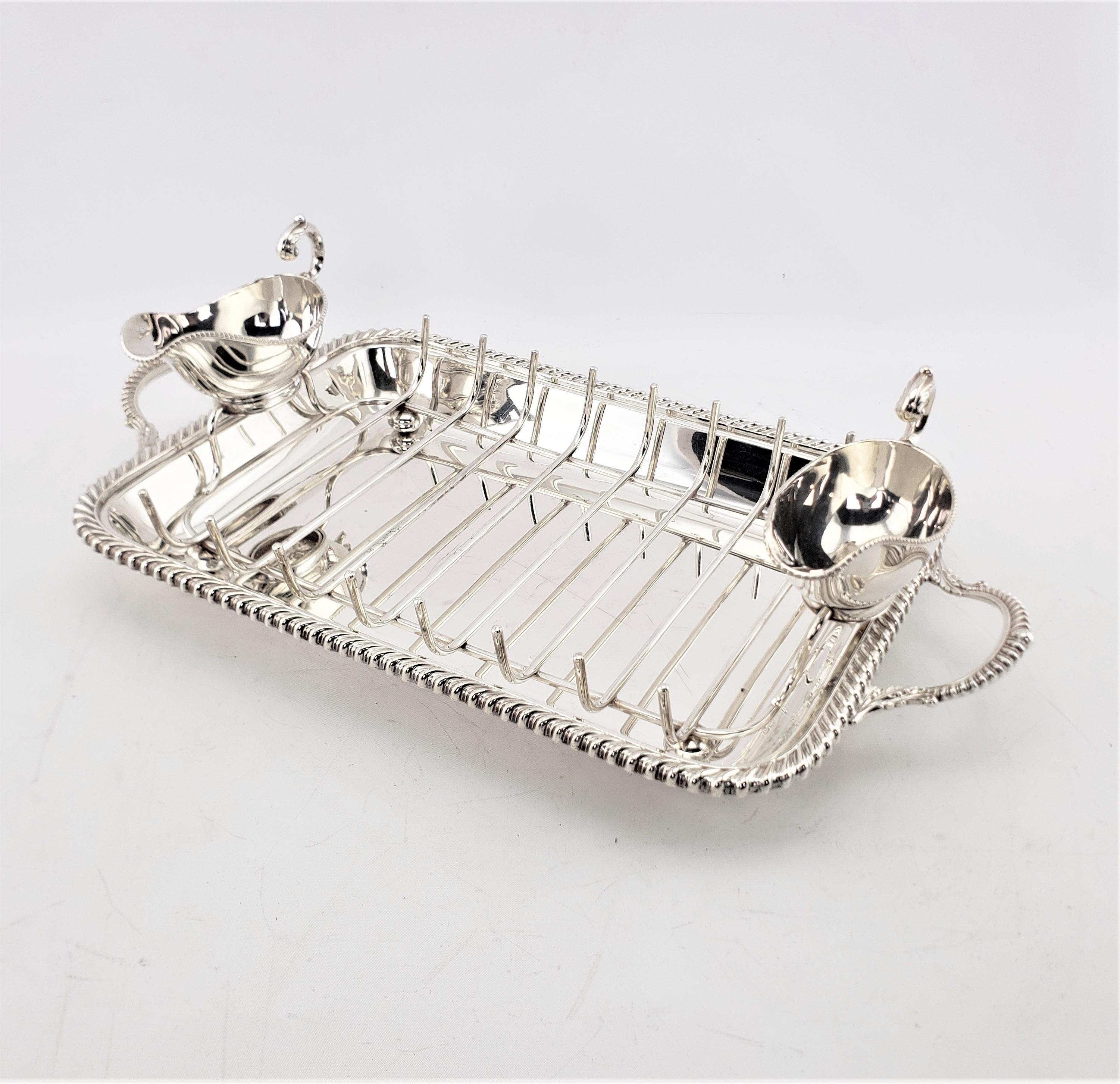 Antique Birks Silver Plated Asparagus Server Set with Rope Accent Decoration In Good Condition For Sale In Hamilton, Ontario