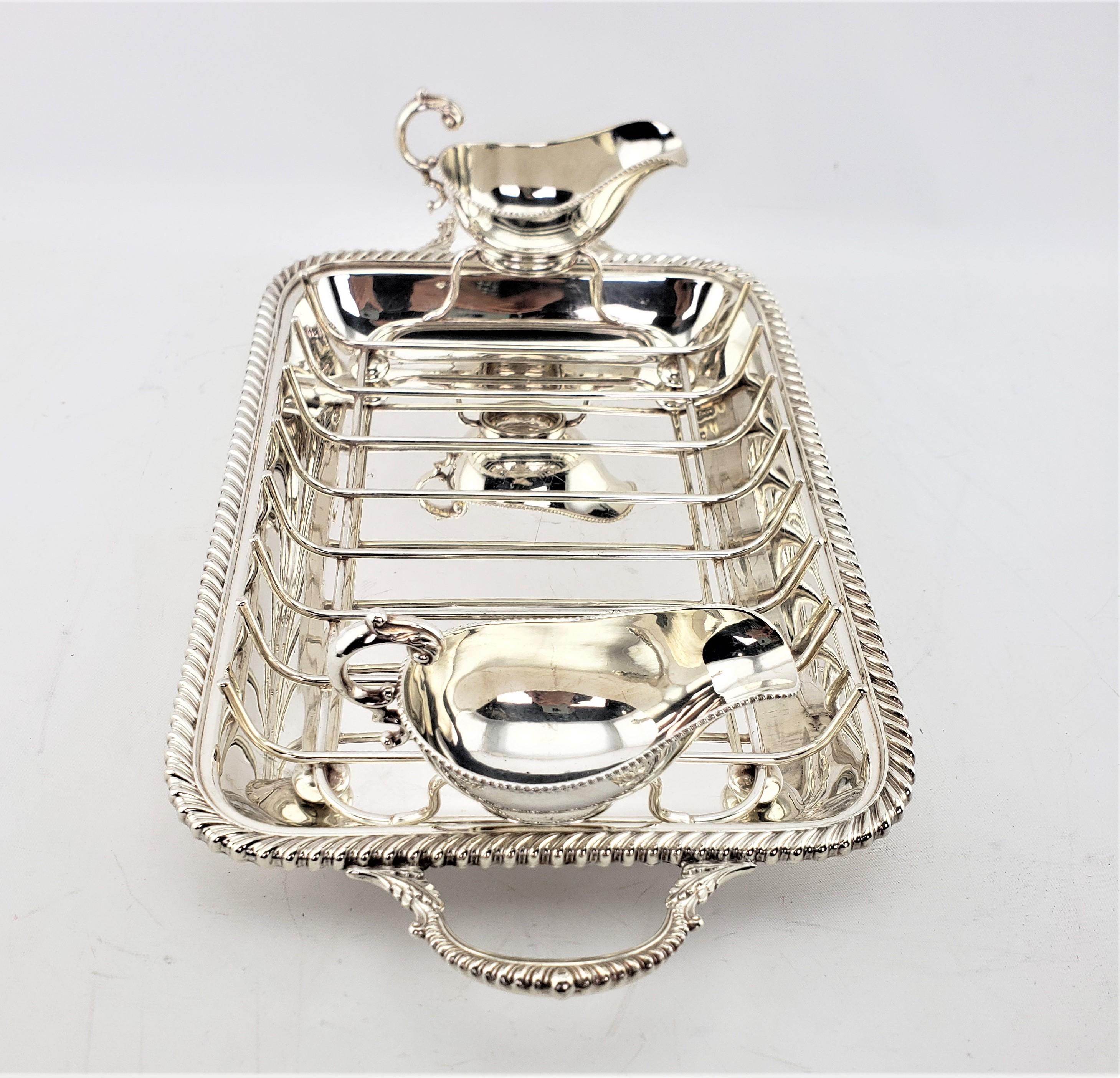 20th Century Antique Birks Silver Plated Asparagus Server Set with Rope Accent Decoration For Sale