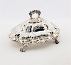 Antique Birks Silver Plated Covered Server with Engraved Floral Decoration