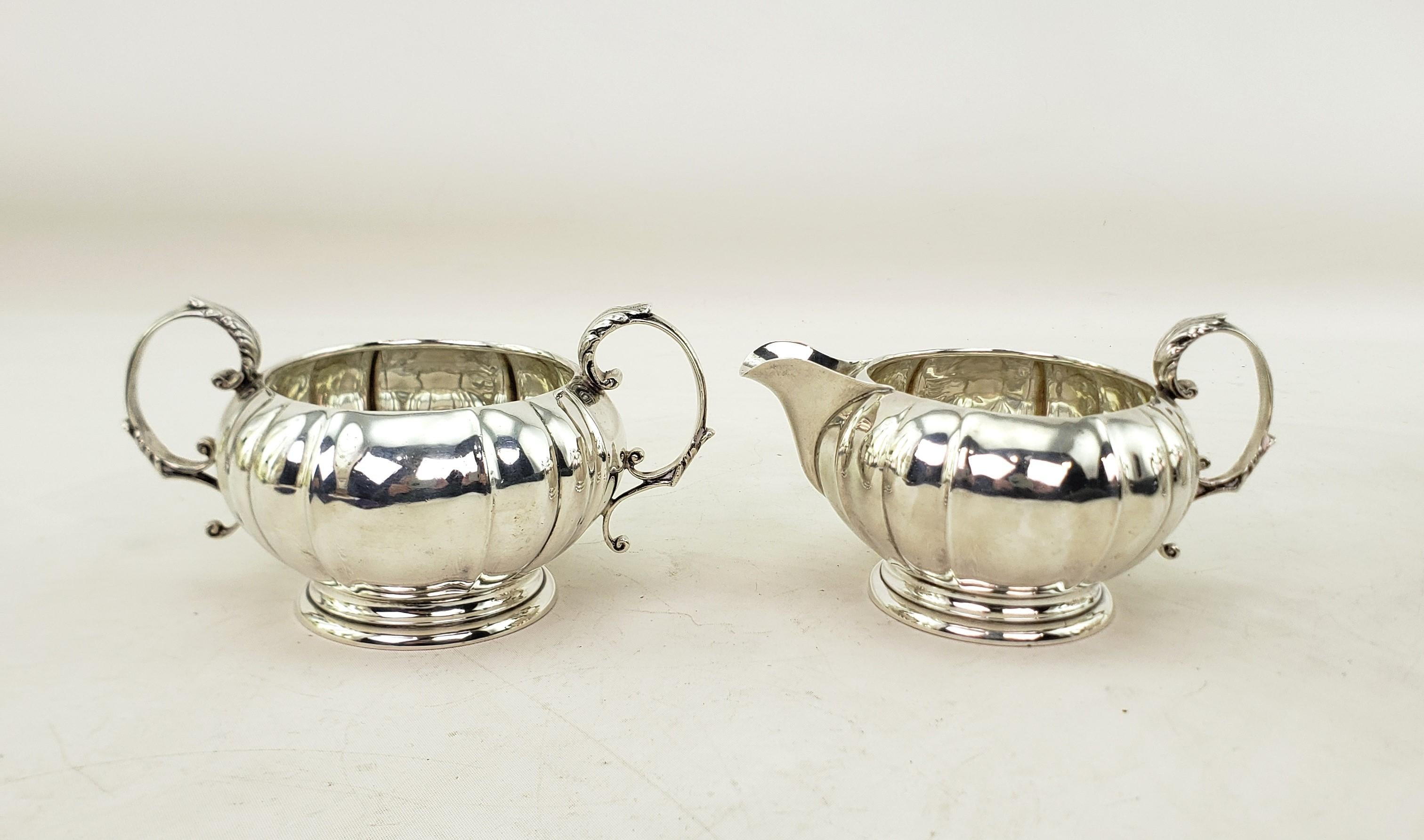 Antique Birks Sterling Silver Tea or Coffee Set with Creamer & Sugar Bowl For Sale 7