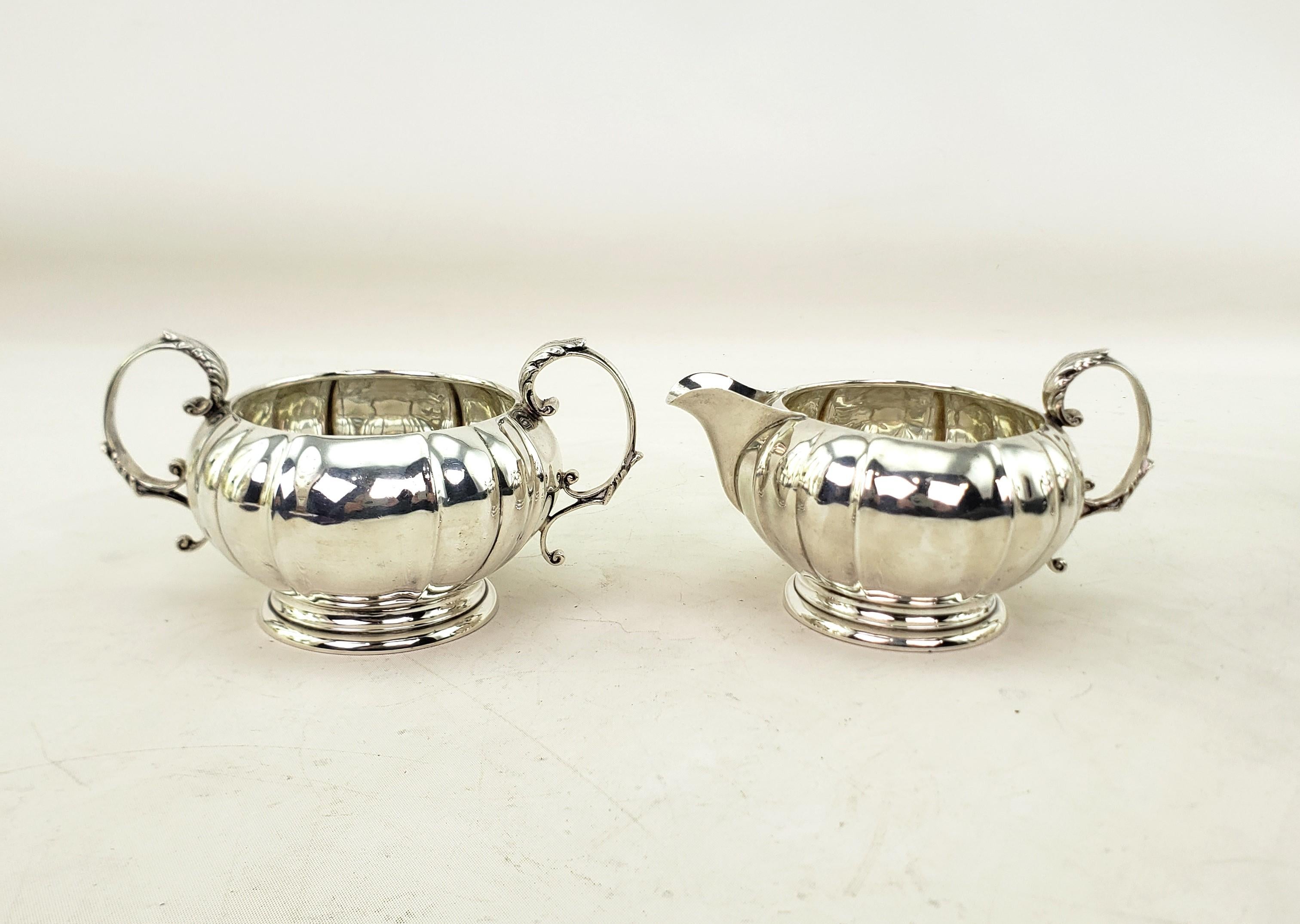 Antique Birks Sterling Silver Tea or Coffee Set with Creamer & Sugar Bowl For Sale 8