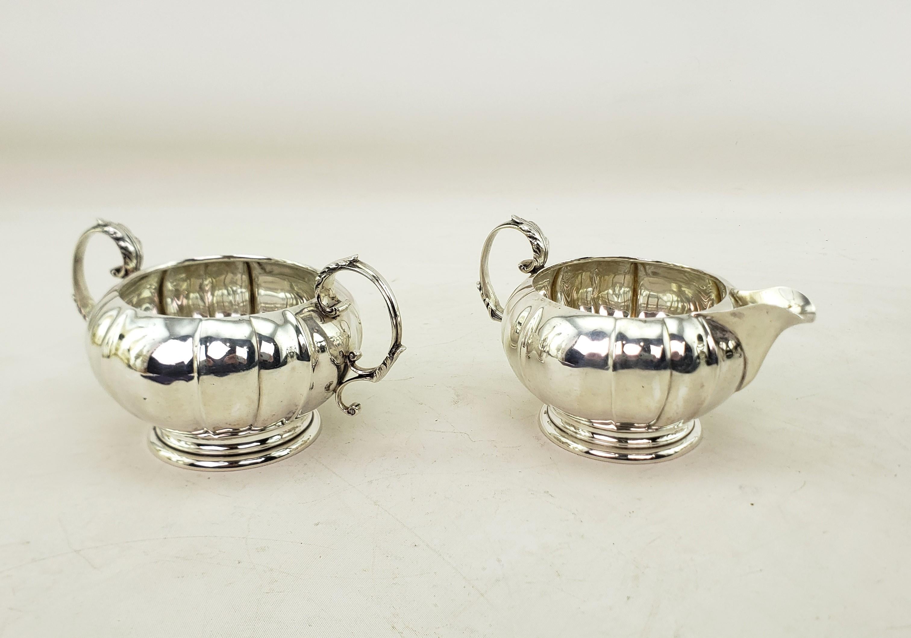 Antique Birks Sterling Silver Tea or Coffee Set with Creamer & Sugar Bowl For Sale 9