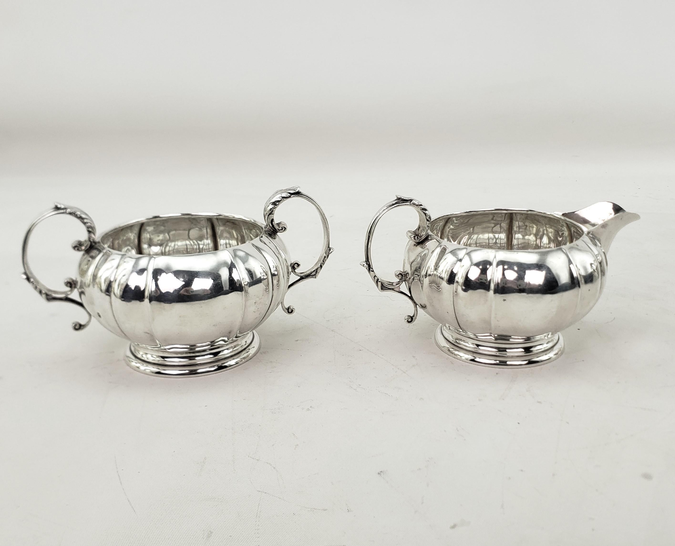Antique Birks Sterling Silver Tea or Coffee Set with Creamer & Sugar Bowl For Sale 12