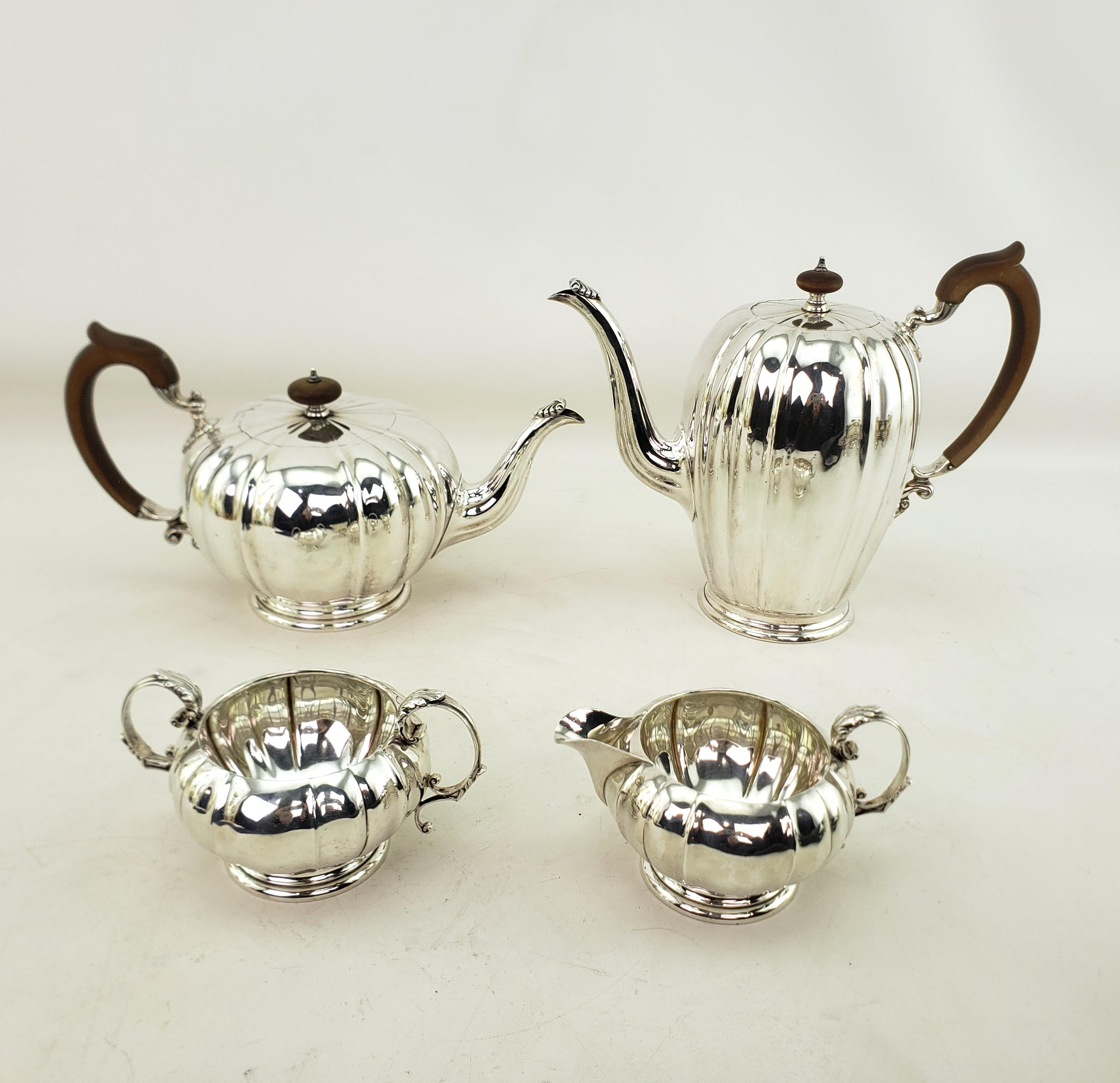 George II Antique Birks Sterling Silver Tea or Coffee Set with Creamer & Sugar Bowl For Sale