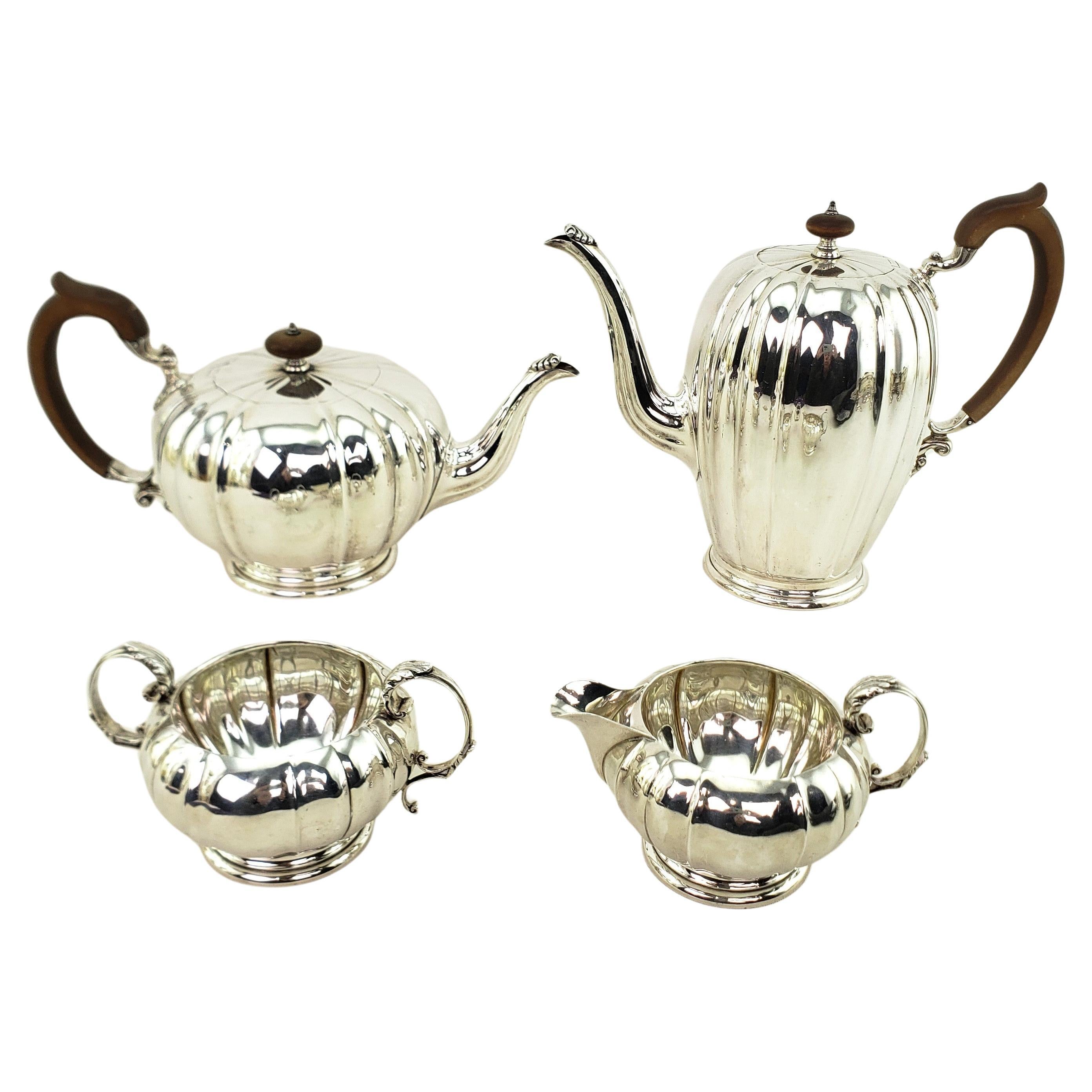 Antique Birks Sterling Silver Tea or Coffee Set with Creamer & Sugar Bowl For Sale