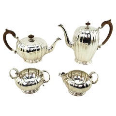 Antike Birks Sterling Silber Tee oder Kaffee-Set mit Milchkännchen und Zuckerdose