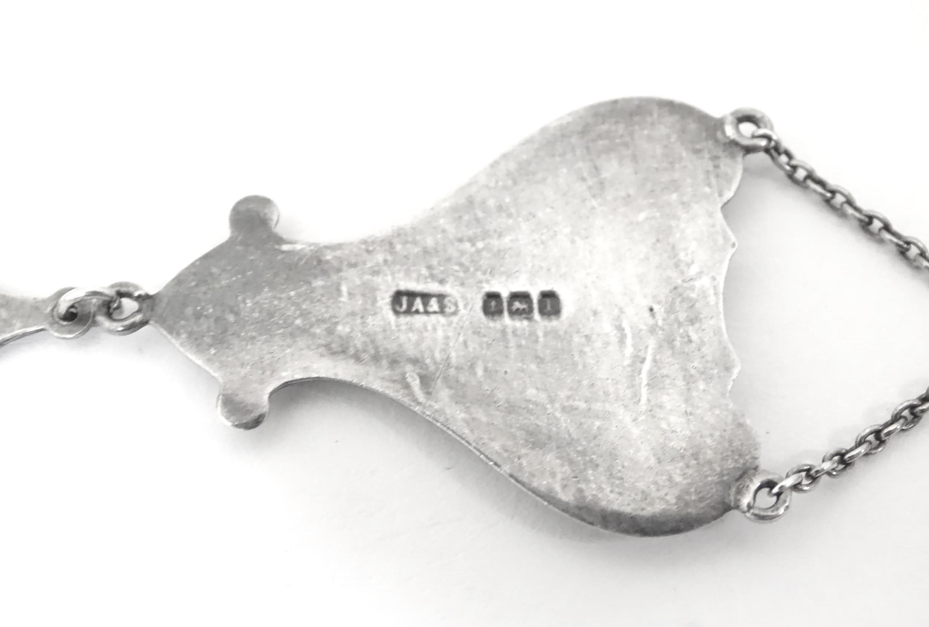 Antiker Jugendstil-Anhänger aus Silber mit Guilloche-Emaille, 2,5 Zoll, Birmingham 1910 4
