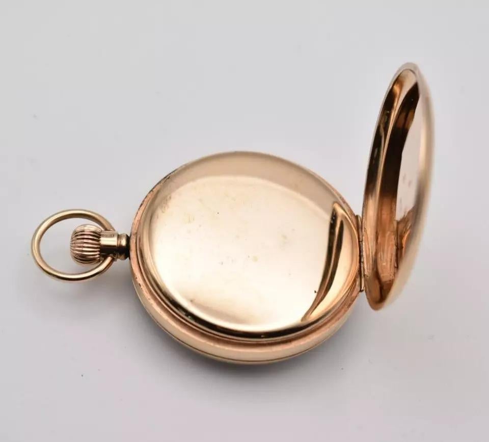 Men's Antique Birmingham 1925. 9ct Gold EWC & Co 15 Jewels Open Faced Pocket Watch For Sale
