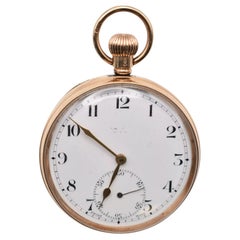 Antiguo Birmingham 1925. Reloj de bolsillo de oro de 9 ct EWC & Co 15 joyas con tapa abierta