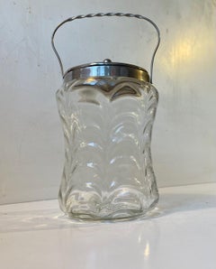 Antique Biscuit or Cookie Jar in Optical Glass by Holmegaard