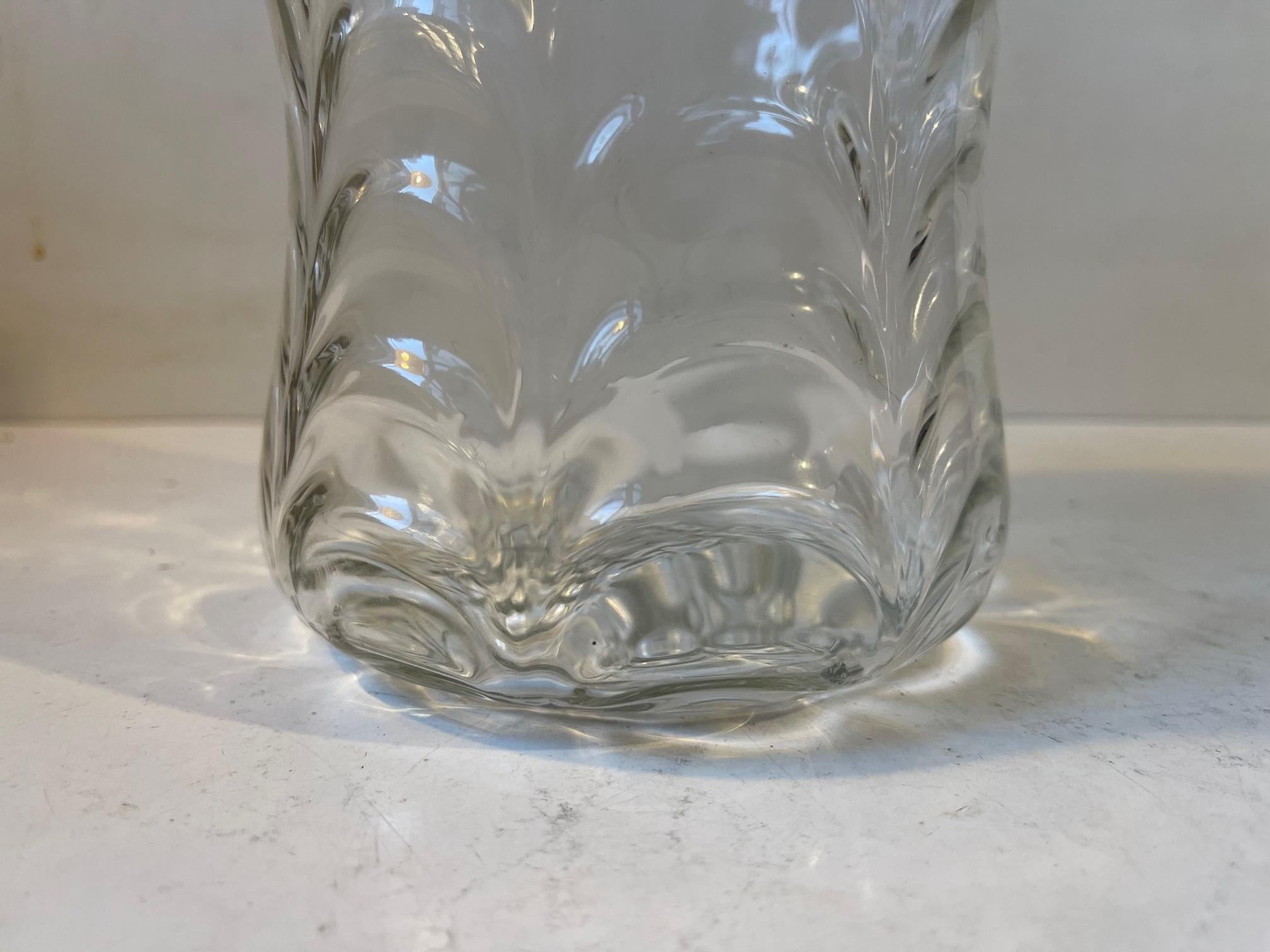 Late Victorian Antique Biscuit or Cookie Jar in Optical Glass by Holmegaard For Sale
