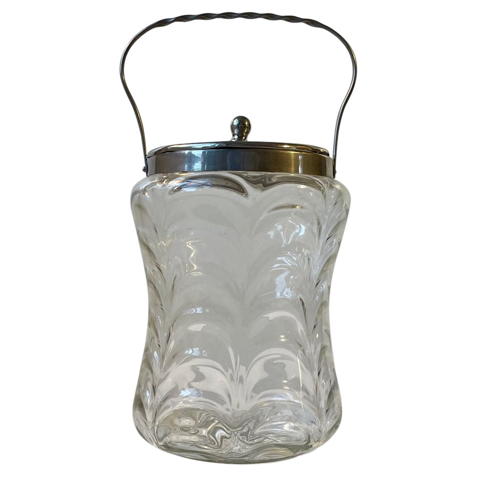 Antique Biscuit or Cookie Jar in Optical Glass by Holmegaard