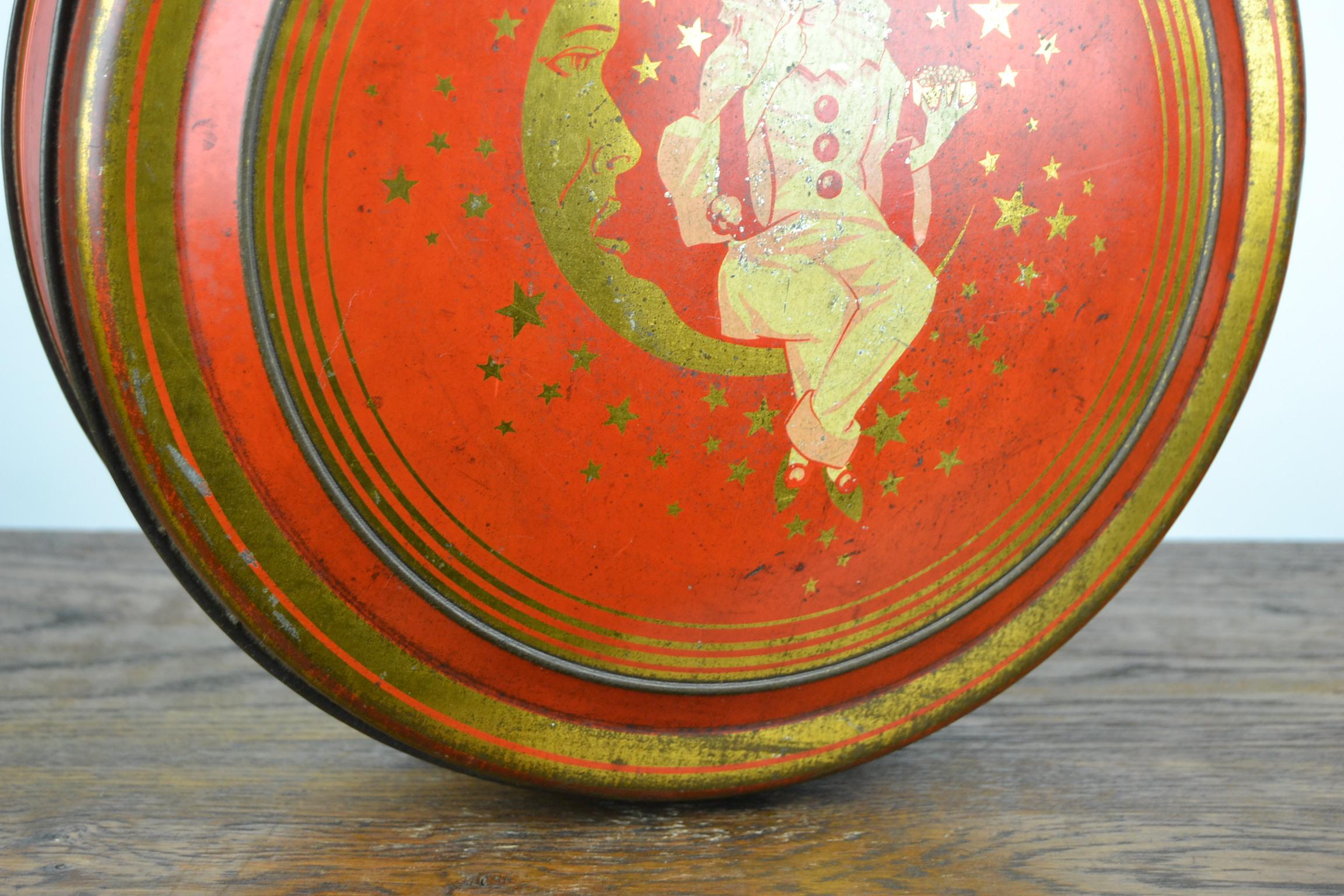20th Century Antique Tin with Pierrot Harlequin, 1920s-1930s