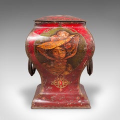 Antique Biscuit Tin, English, Decorative, Shop, Retail Container, Edwardian