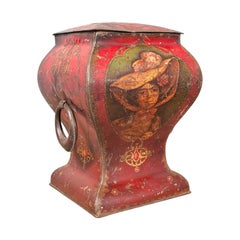 Antique Biscuit Tin, English, Decorative, Shop, Retail Container, Edwardian