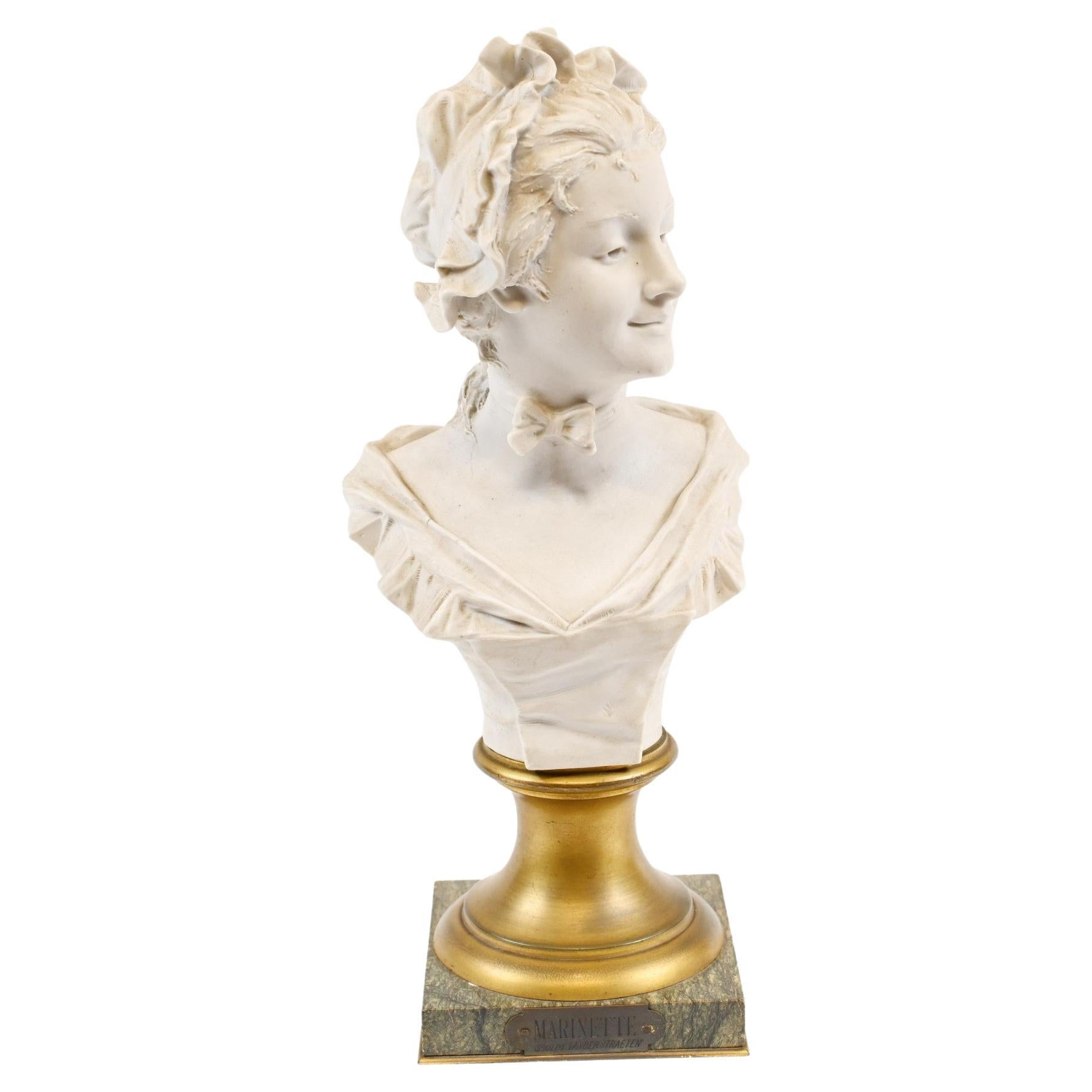 Antique Bisque Bust Mareinette by George Van der Straeten