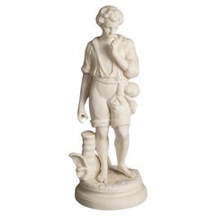 Antique Bisque Porcelain Figure of a Classical Man Standing in Countryside C1850