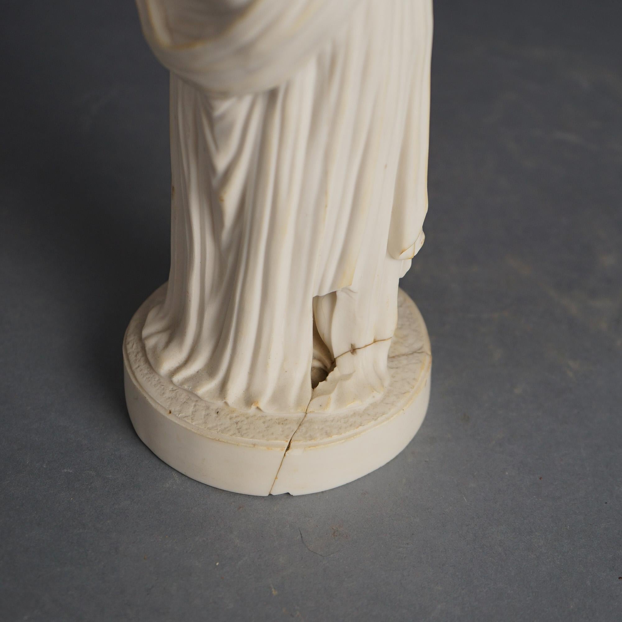 Antica figura neoclassica in porcellana di bisquit, donna classica parzialmente nuda C1850 in vendita 4
