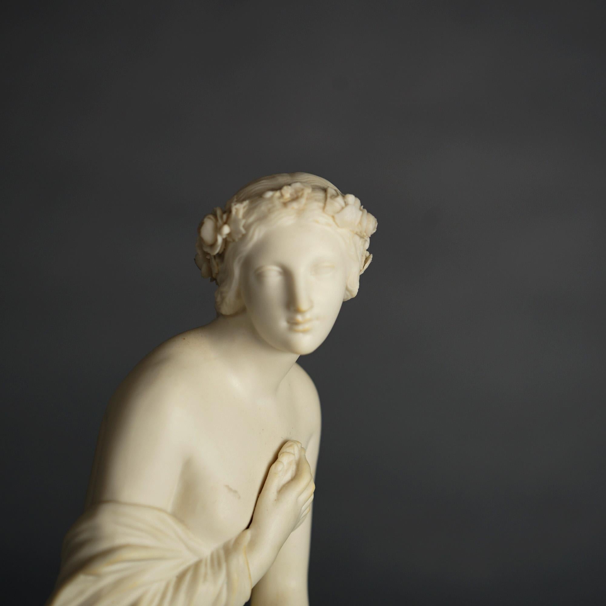 XIX secolo Antica figura neoclassica in porcellana di bisquit, donna classica parzialmente nuda C1850 in vendita