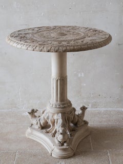 Antique Bisque Porcelain Tripod Table with Classical Relief