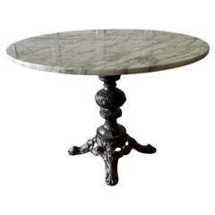 Antique Bistro Dining Base Table with White Marble Top