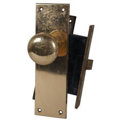 Antique BL Co Brass Entry Door Lockset Door Knob Deadbolt Latch Plates 8.5"