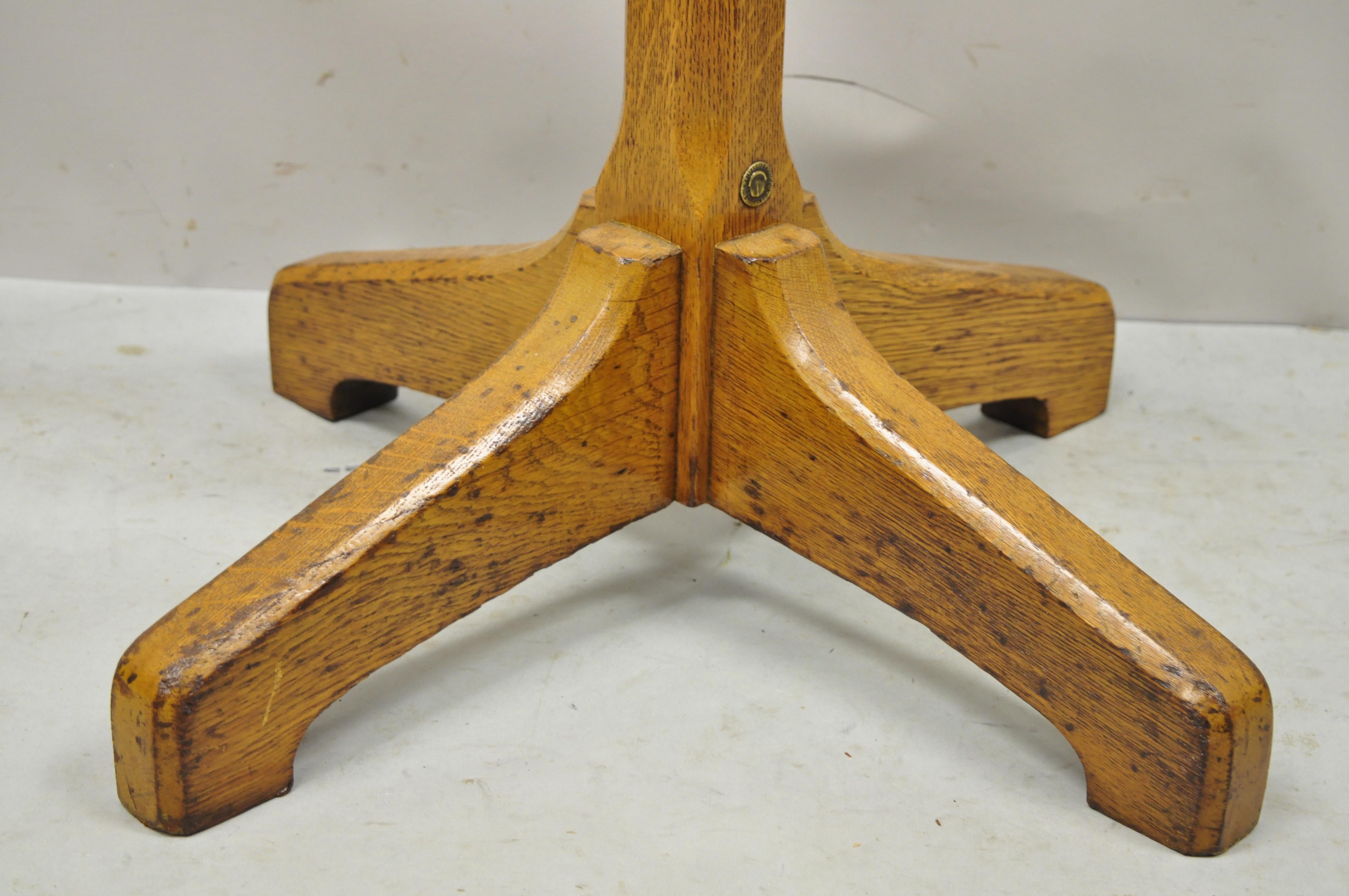 North American Antique BL Marble Chair Co. Oak Wood Revolving Arts & Crafts Coat Tree Stand