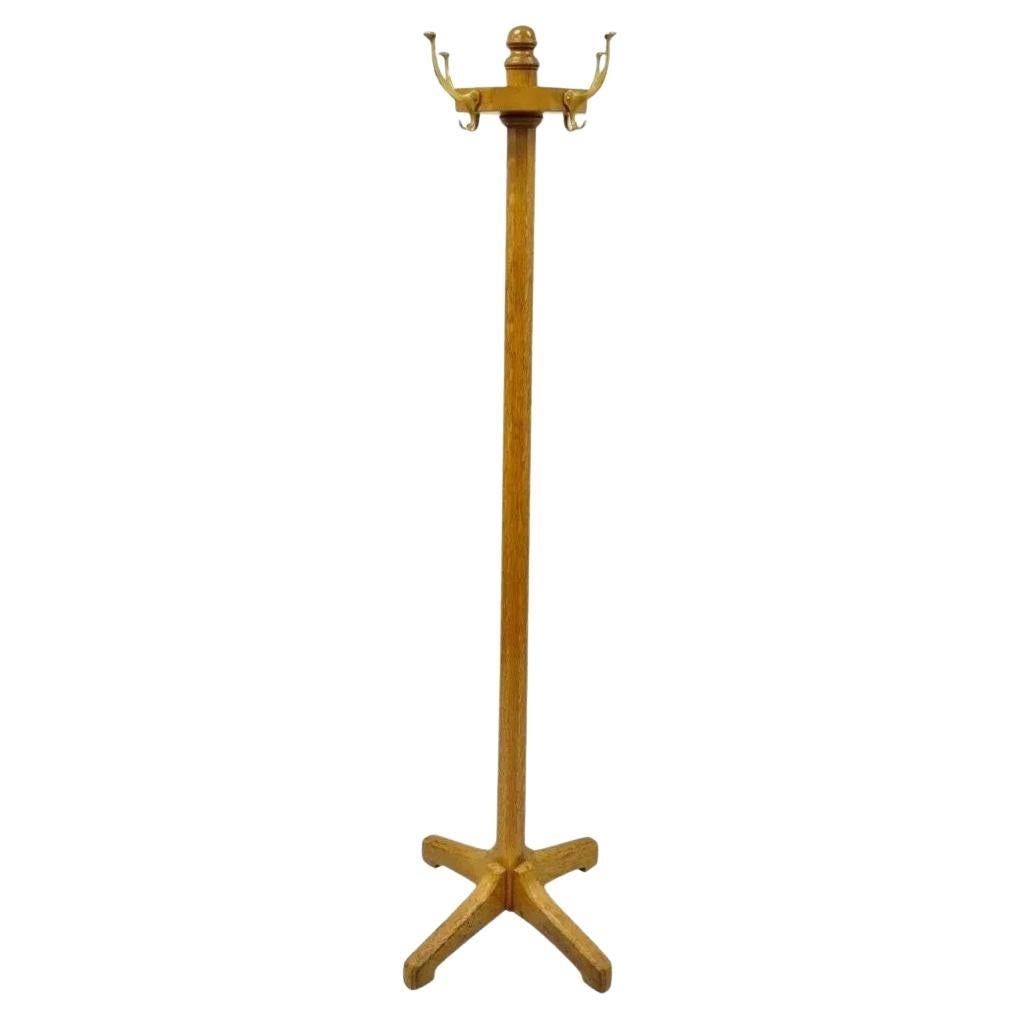 Antique BL Marble Chair Co. Oak Wood Revolving Arts & Crafts Coat Tree Stand