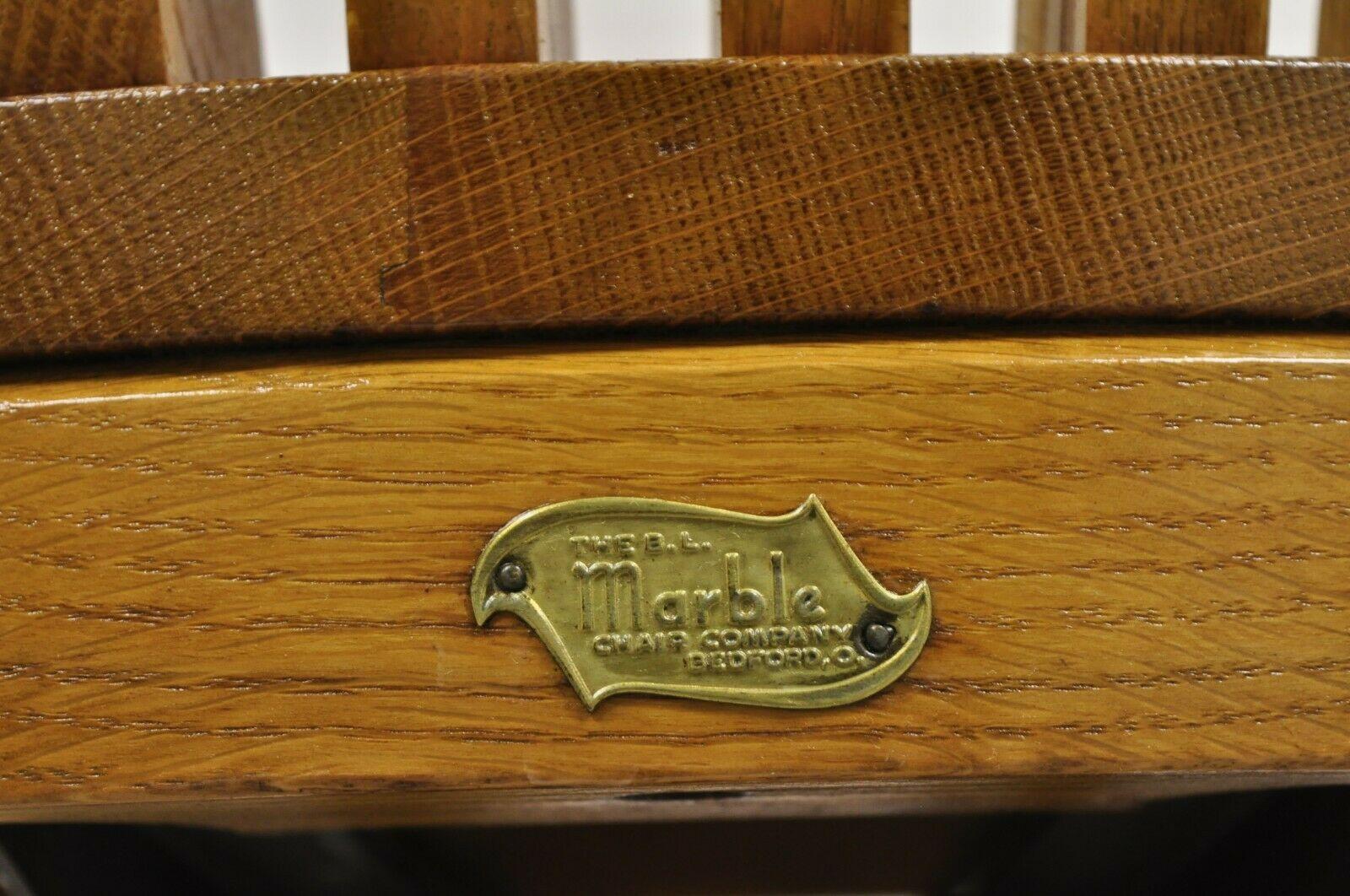 Mission Antique B.L. Marble Oak Rolling Lawyers Banker Office Desk Chair