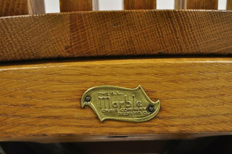 20th Century Antique B.L. Marble Oak Rolling Lawyers Banker Office Desk Chair