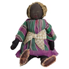 Antique Black American Folk Art Rag Doll, Possible Suffragette Connection 19th C