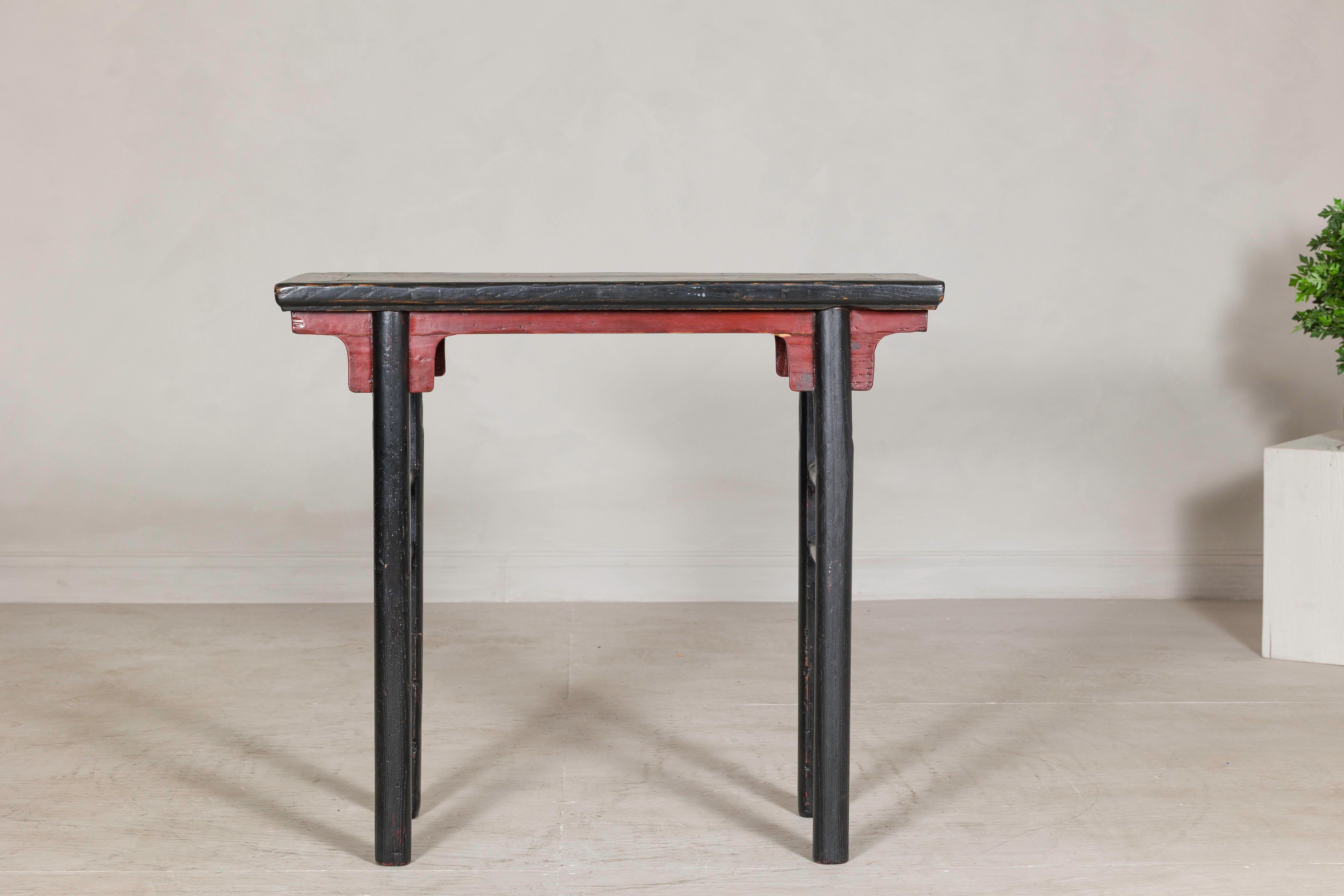 Antique Black and Cinnabar Red Lacquer Wine Table, Late Qing Dynasty For Sale 4