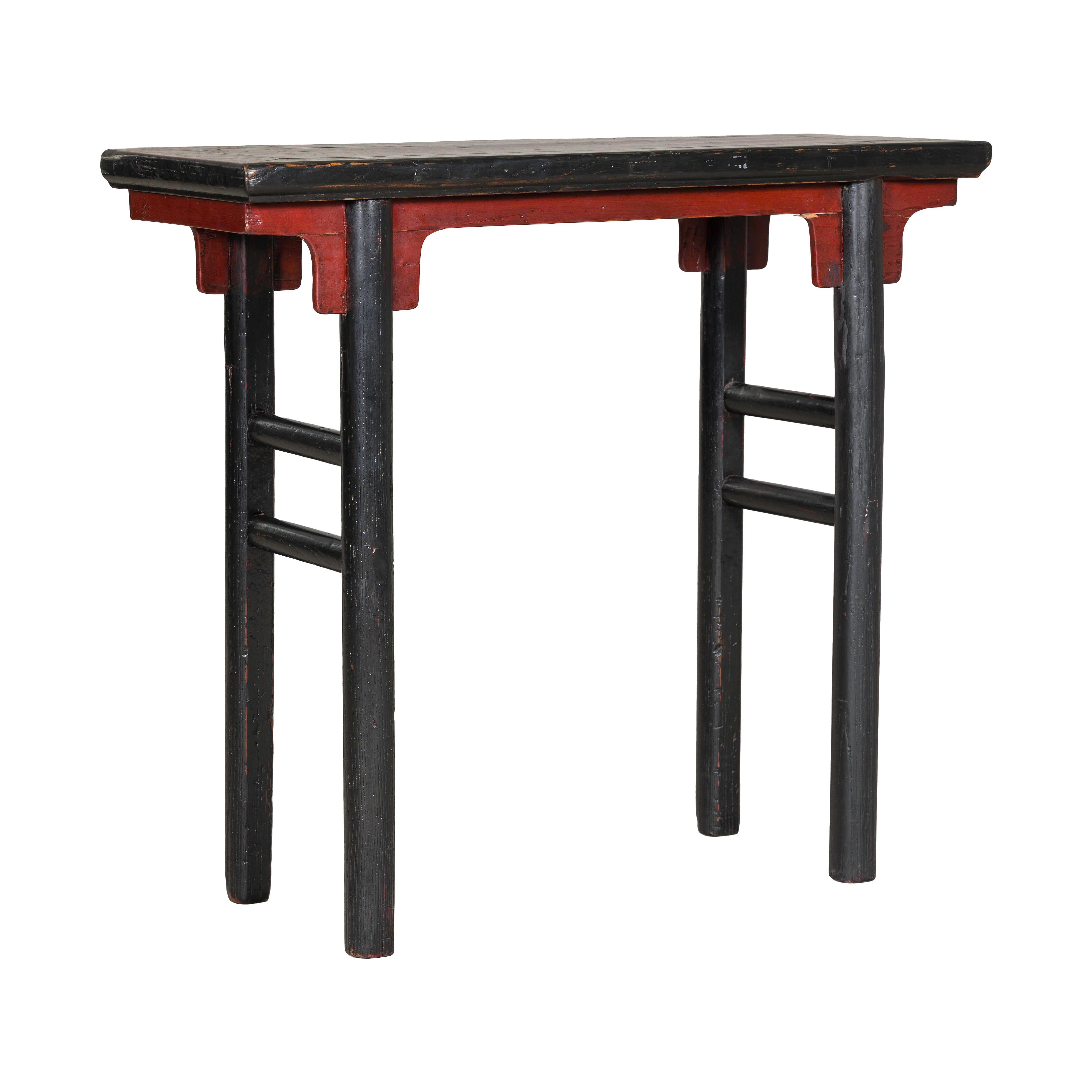 Antique Black and Cinnabar Red Lacquer Wine Table, Late Qing Dynasty For Sale 5