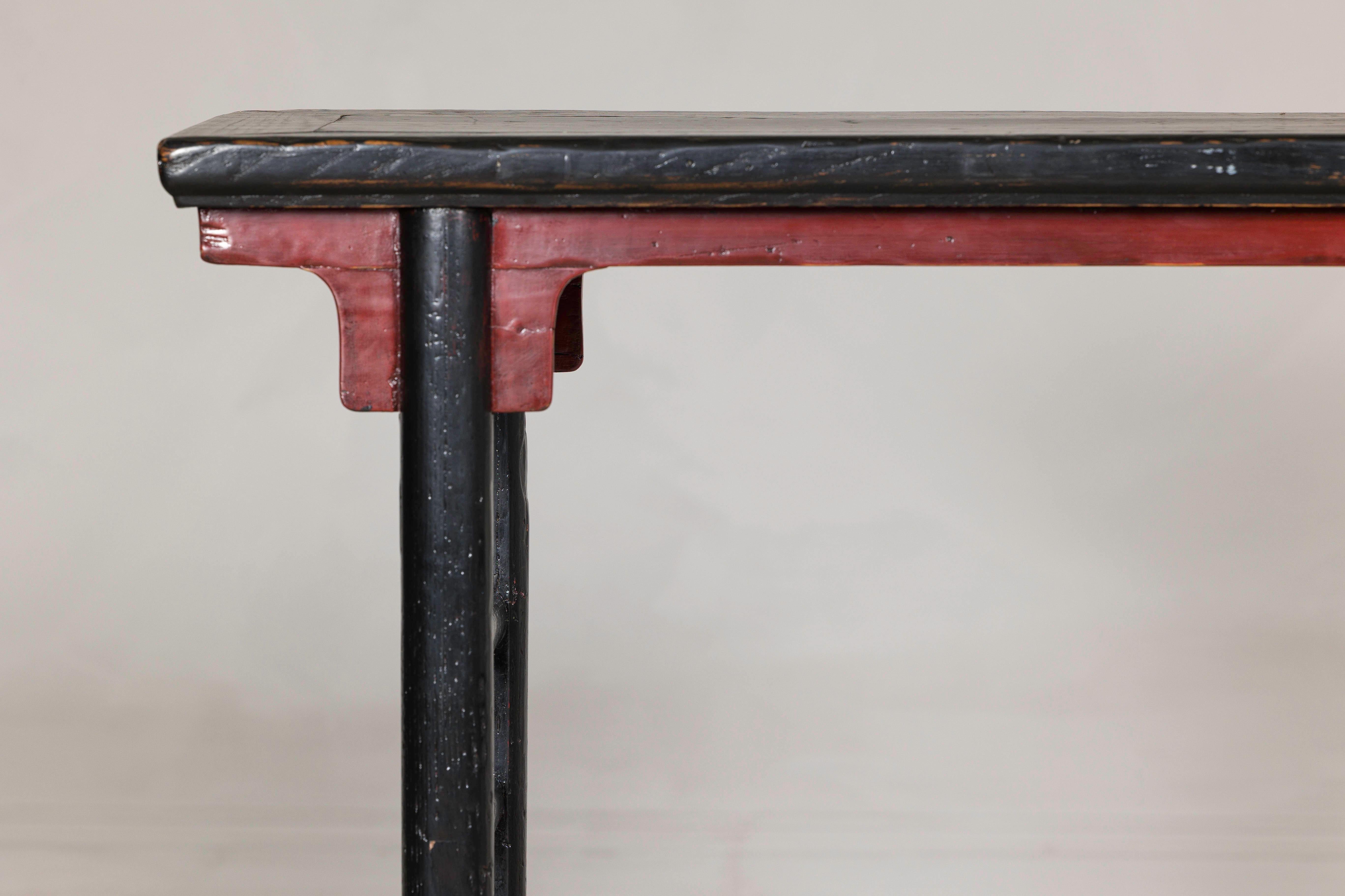 Chinese Antique Black and Cinnabar Red Lacquer Wine Table, Late Qing Dynasty For Sale