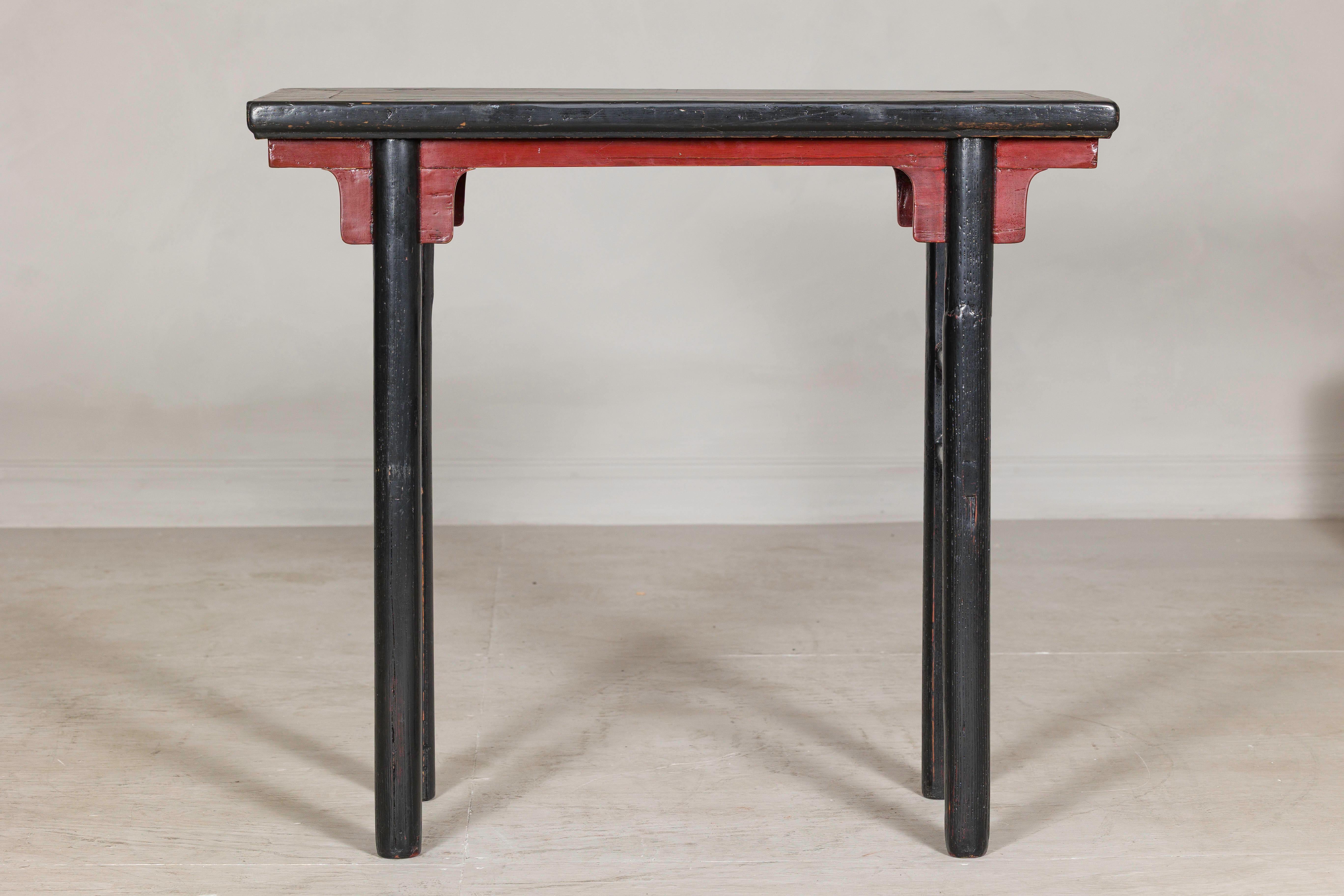 Antique Black and Cinnabar Red Lacquer Wine Table, Late Qing Dynasty For Sale 1