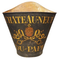 Antique Black and Gold Painted Chateauneuf Du Pape Grape Harvesting Hotte