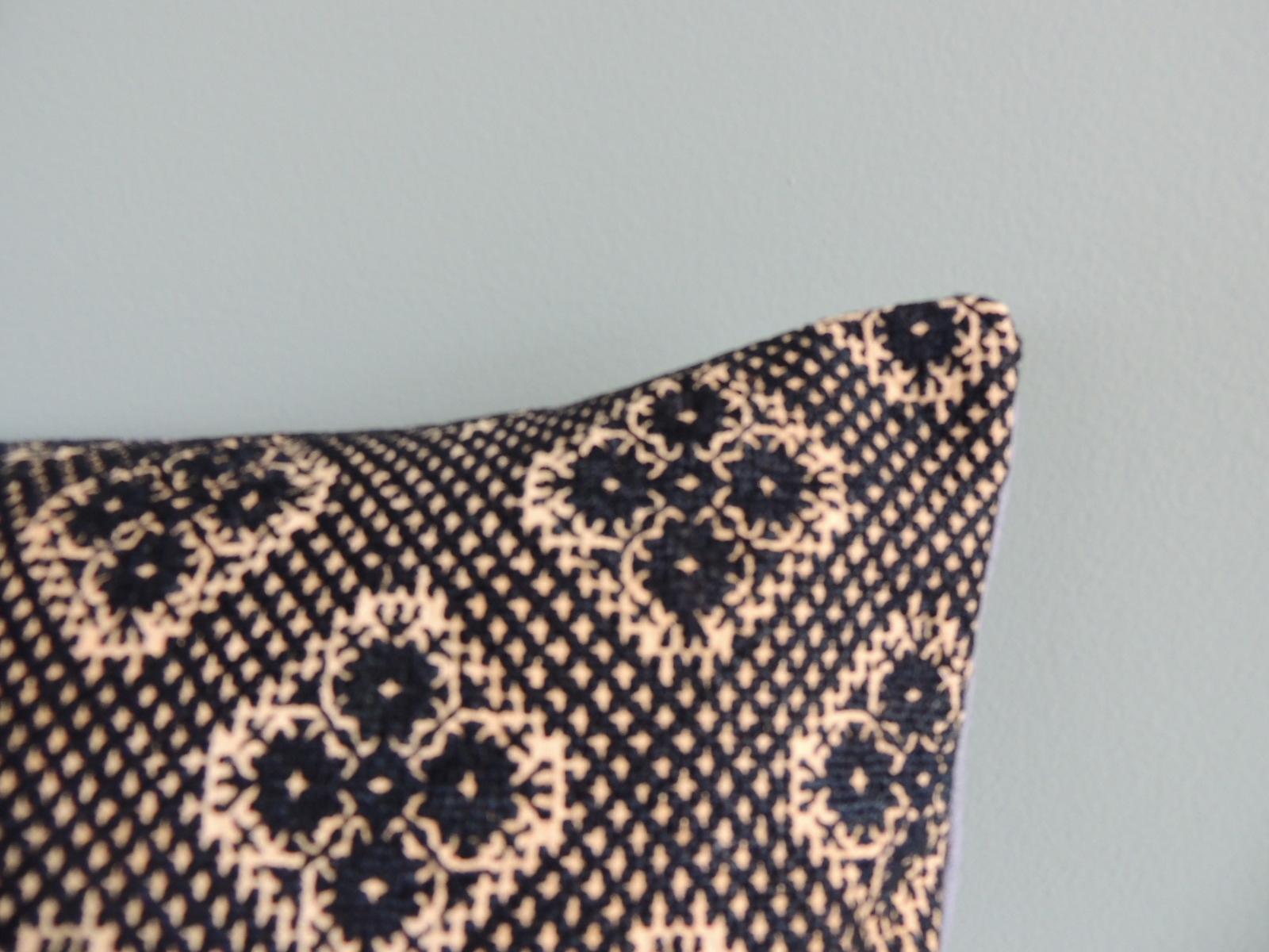 Moroccan Antique Black and Grey Ombre Fez Decorative Lumbar Pillow