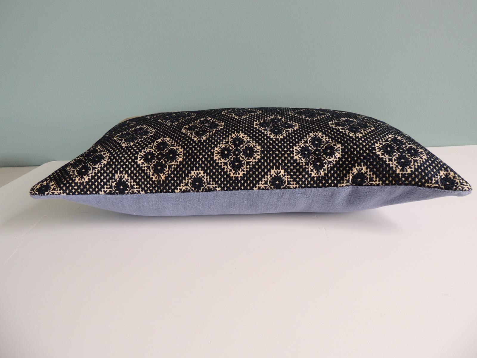 Hand-Crafted Antique Black and Grey Ombre Fez Decorative Lumbar Pillow