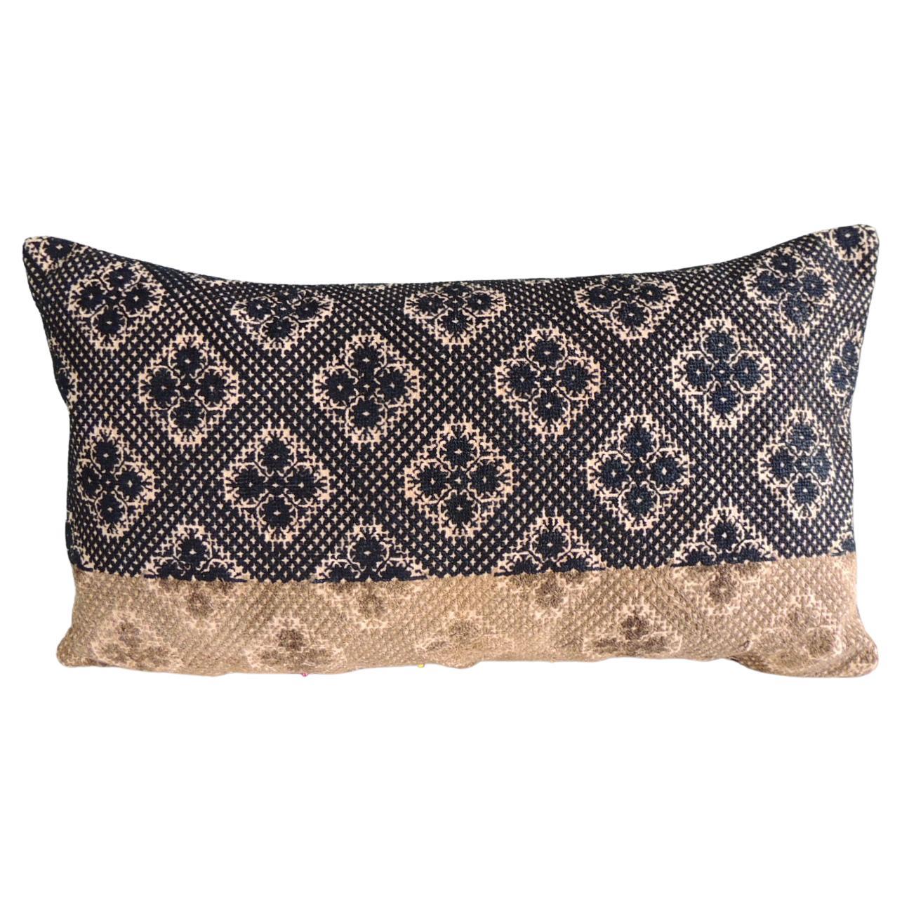 Antique Black and Grey Ombre Fez Decorative Lumbar Pillow