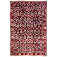 Antique Black and Red Indian Agra Rug