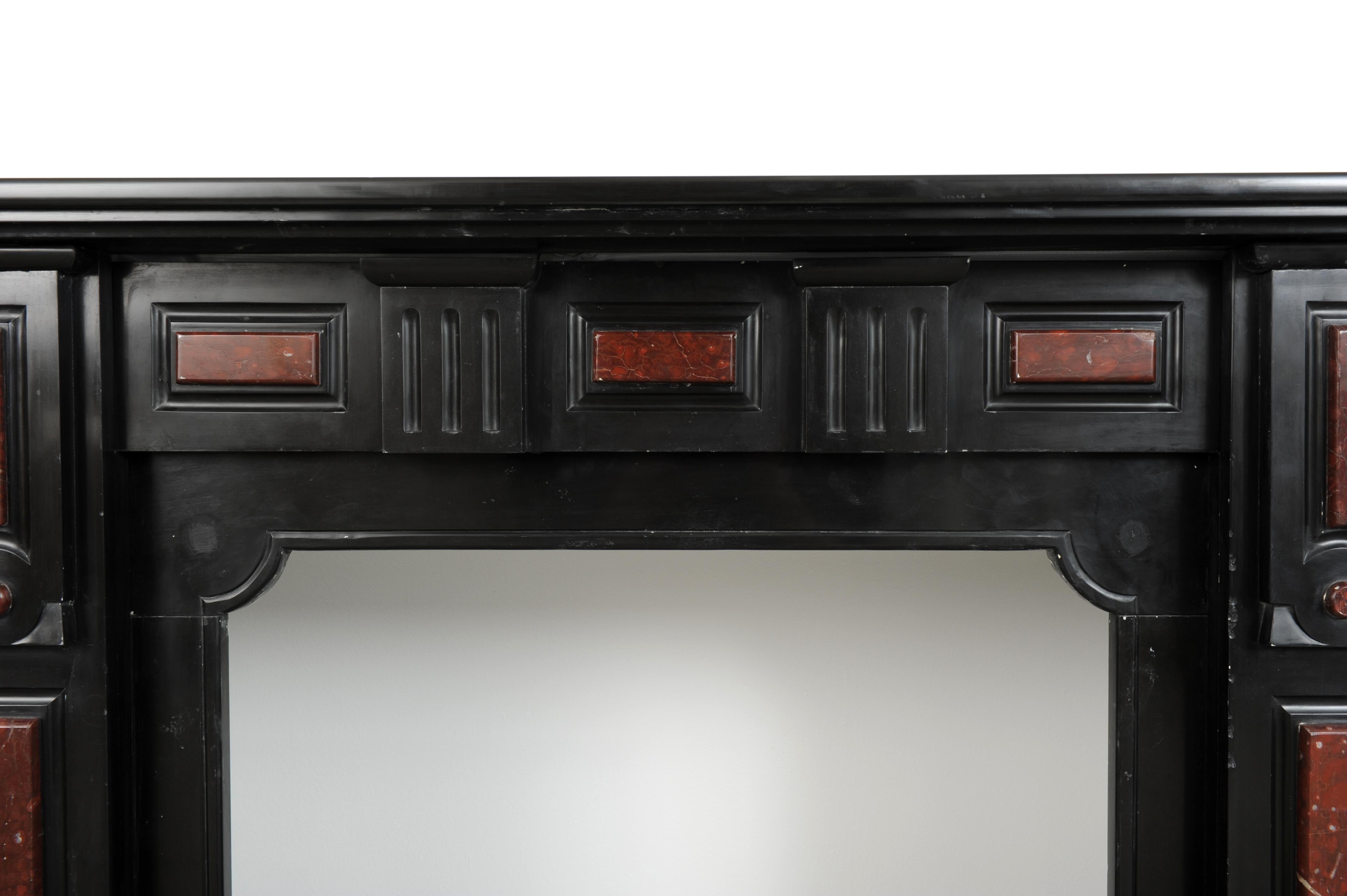 Antique Black and Red Marble Fireplace For Sale 4
