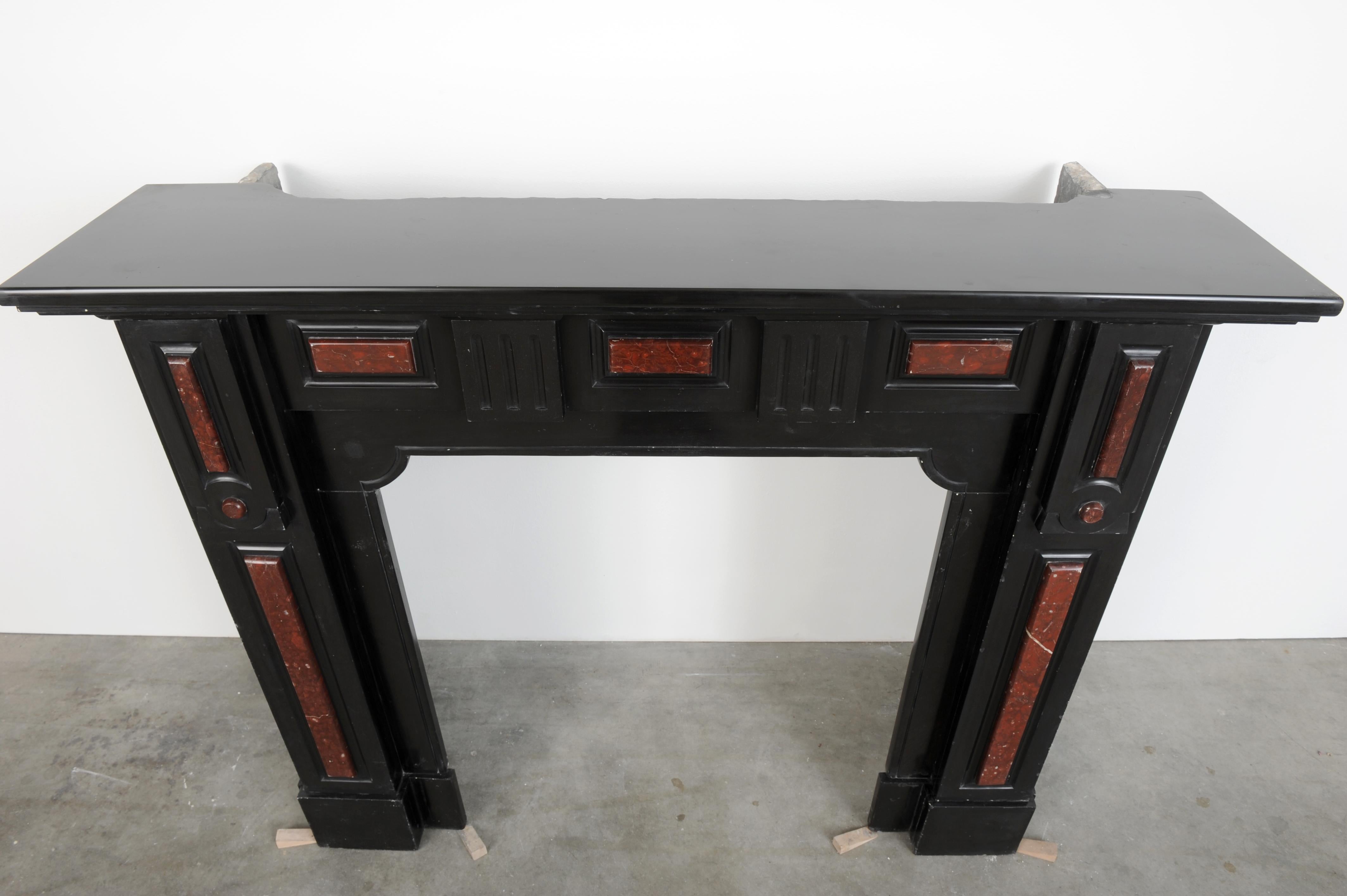 Antique Black and Red Marble Fireplace For Sale 5