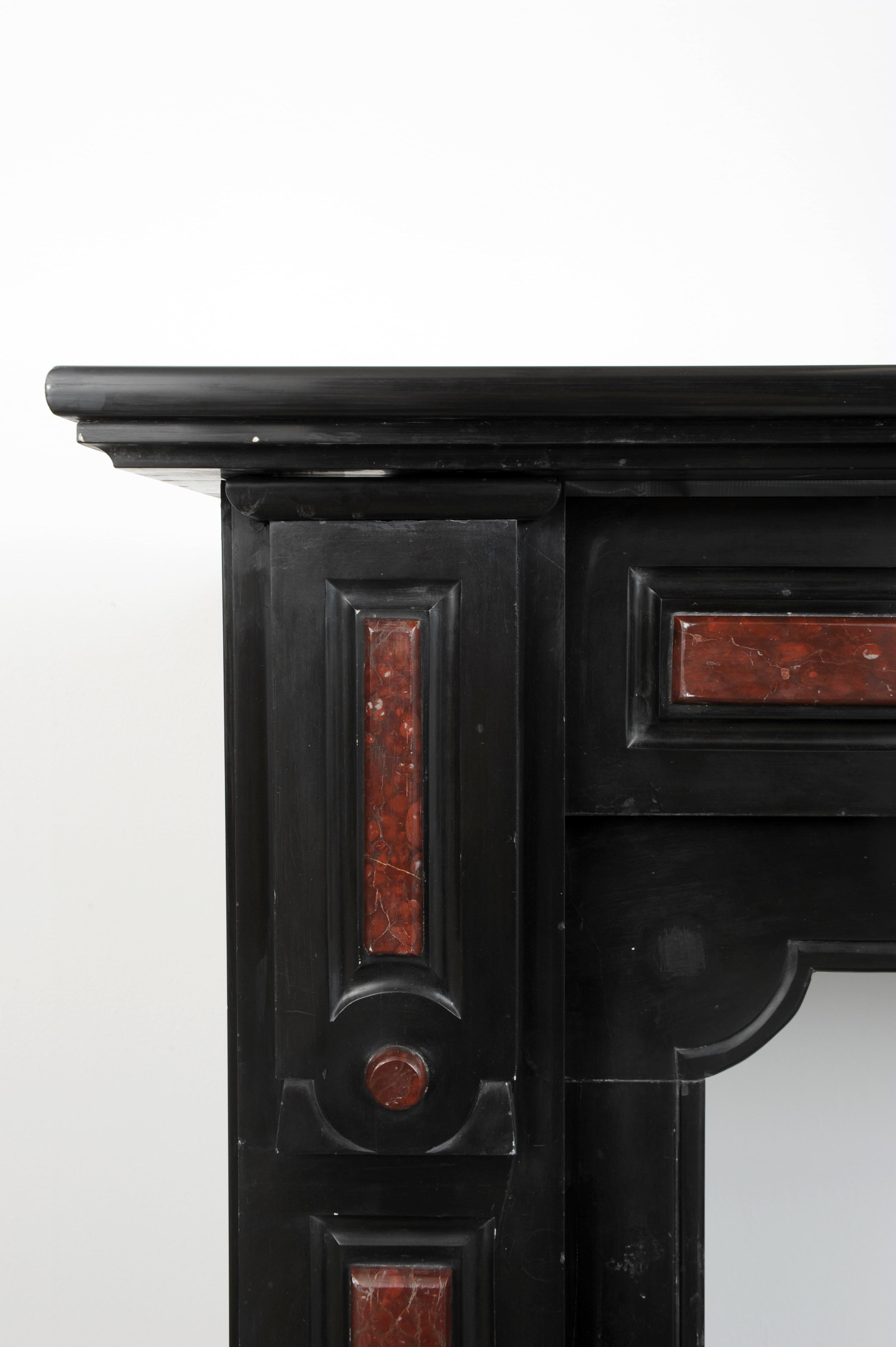 Antique Black and Red Marble Fireplace For Sale 6