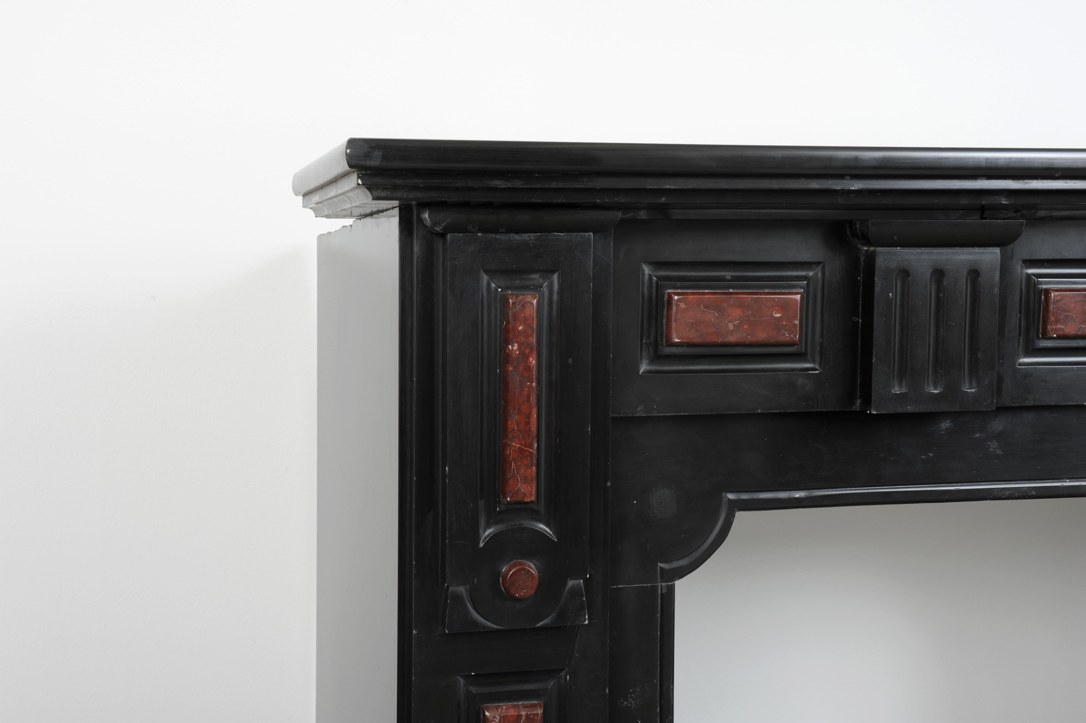Antique Black and Red Marble Fireplace For Sale 9