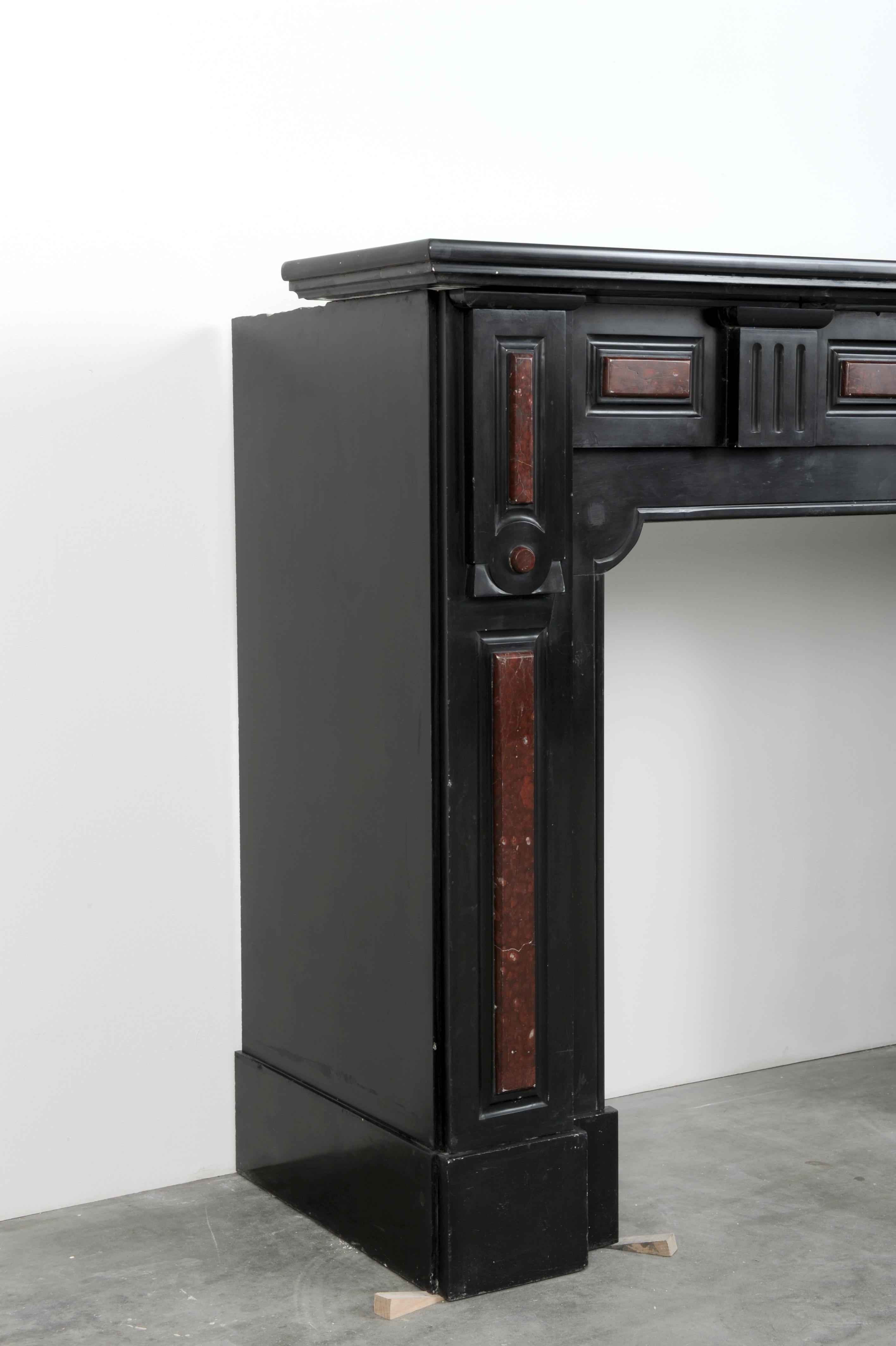 Dutch Antique Black and Red Marble Fireplace For Sale
