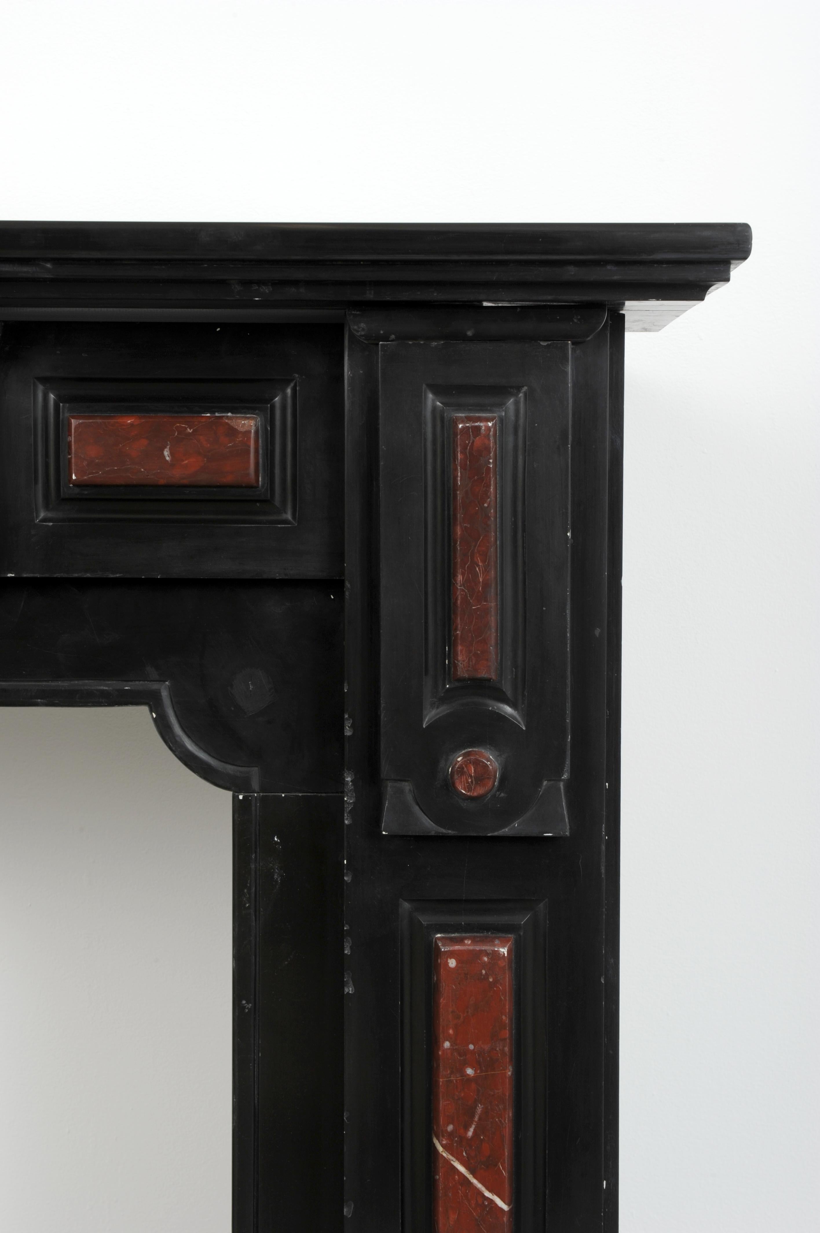 Antique Black and Red Marble Fireplace For Sale 1