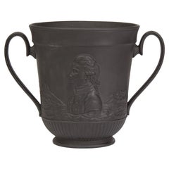 Antique Black Basalt Captain Cook Commemorative Loving Cup, circa 1879