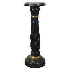 Antique Black Belgian Marble Column, France ca. 1900